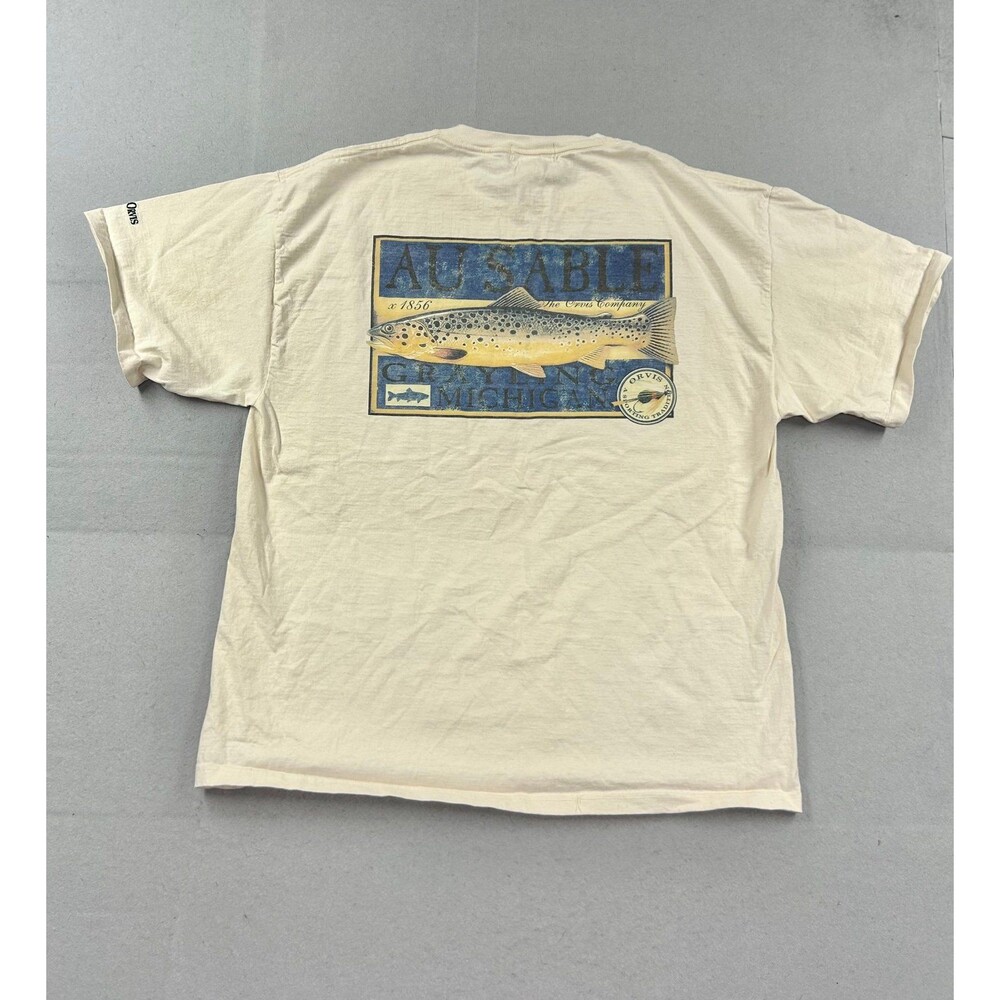 Vintage Orvis Au Sable River Brown Trout Fishing Tshirt Made In USA XL Rare